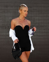 Moon City Bustier Romper - Black